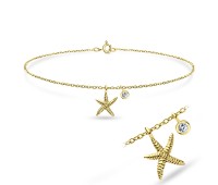 Starfish CZ Gold Plate Silver Anklet ANK-594-GP